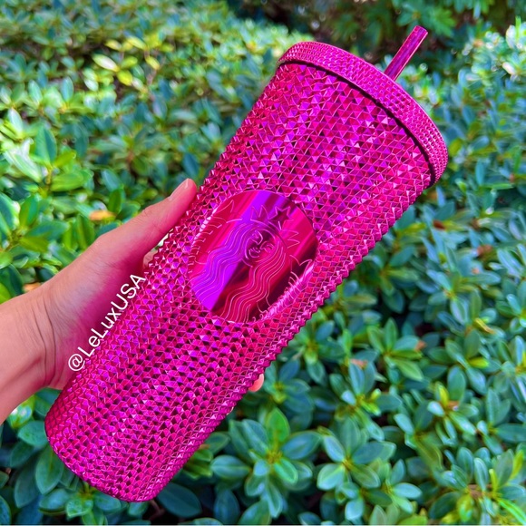 Starbucks 2022 Holiday Edition Sangria & Gold Bling Stud Tumbler Set, Venti, NWT - Picture 4 of 11